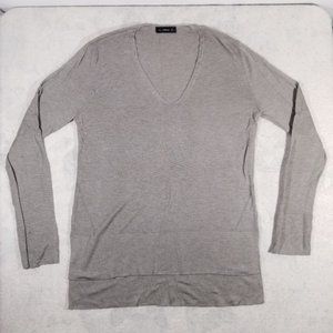 ZaraKnit Grey V-Neck Lightweight Knit Sweatshirt